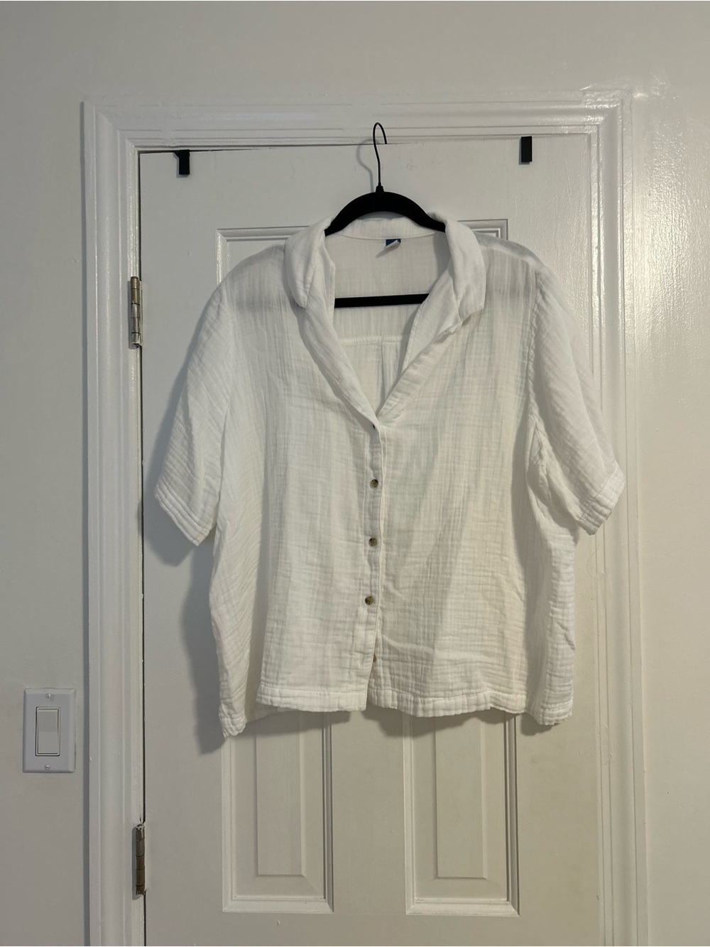 White Button-Front Gauze Shirt
